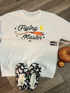 NWT Halloween sweatshirt, Halloween Pumpkin Decor, Slippers